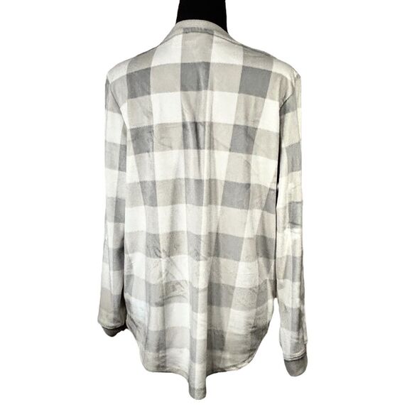 2 Pc Rachel Zoe Pajama Set Gray Plaid Velour Plush Jogger Style Pants - Picture 3 of 12